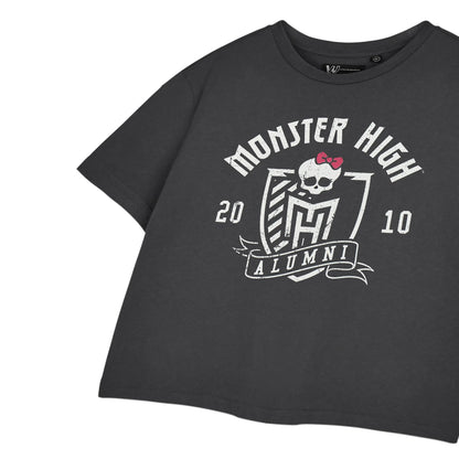 Aluminium Grey - Side - Monster High Womens-Ladies Alumni Short-Sleeved Crop T-Shirt