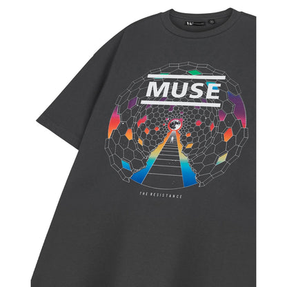 Grey - Close up - Muse Unisex Adult The Resistance Short-Sleeved T-Shirt