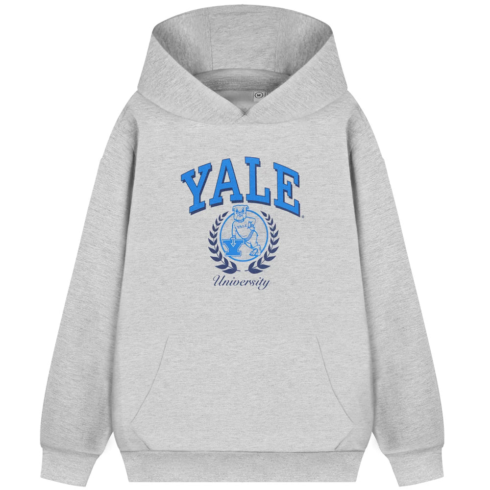 Grey - Front - Yale Unisex Adult Bulldog Hoodie