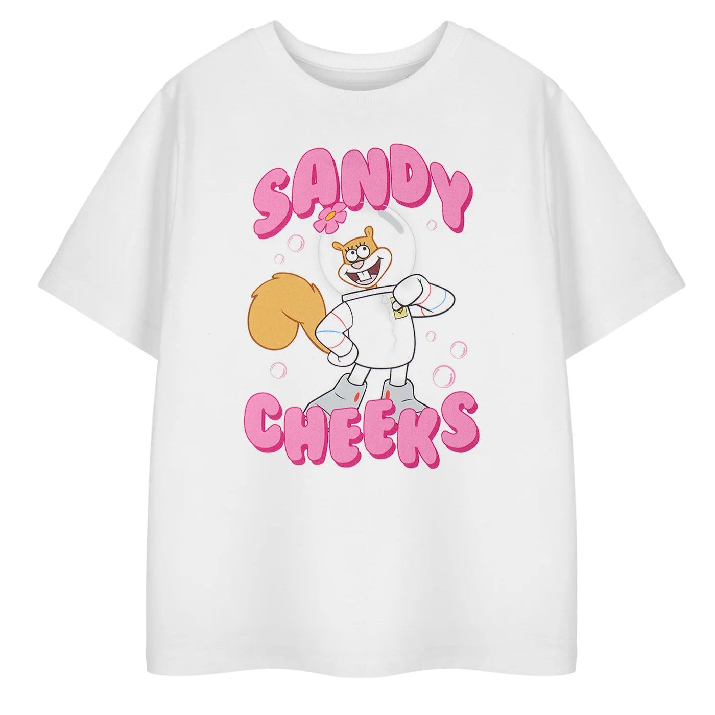 White - Front - SpongeBob SquarePants Girls Sandy Cheeks Short-Sleeved T-Shirt
