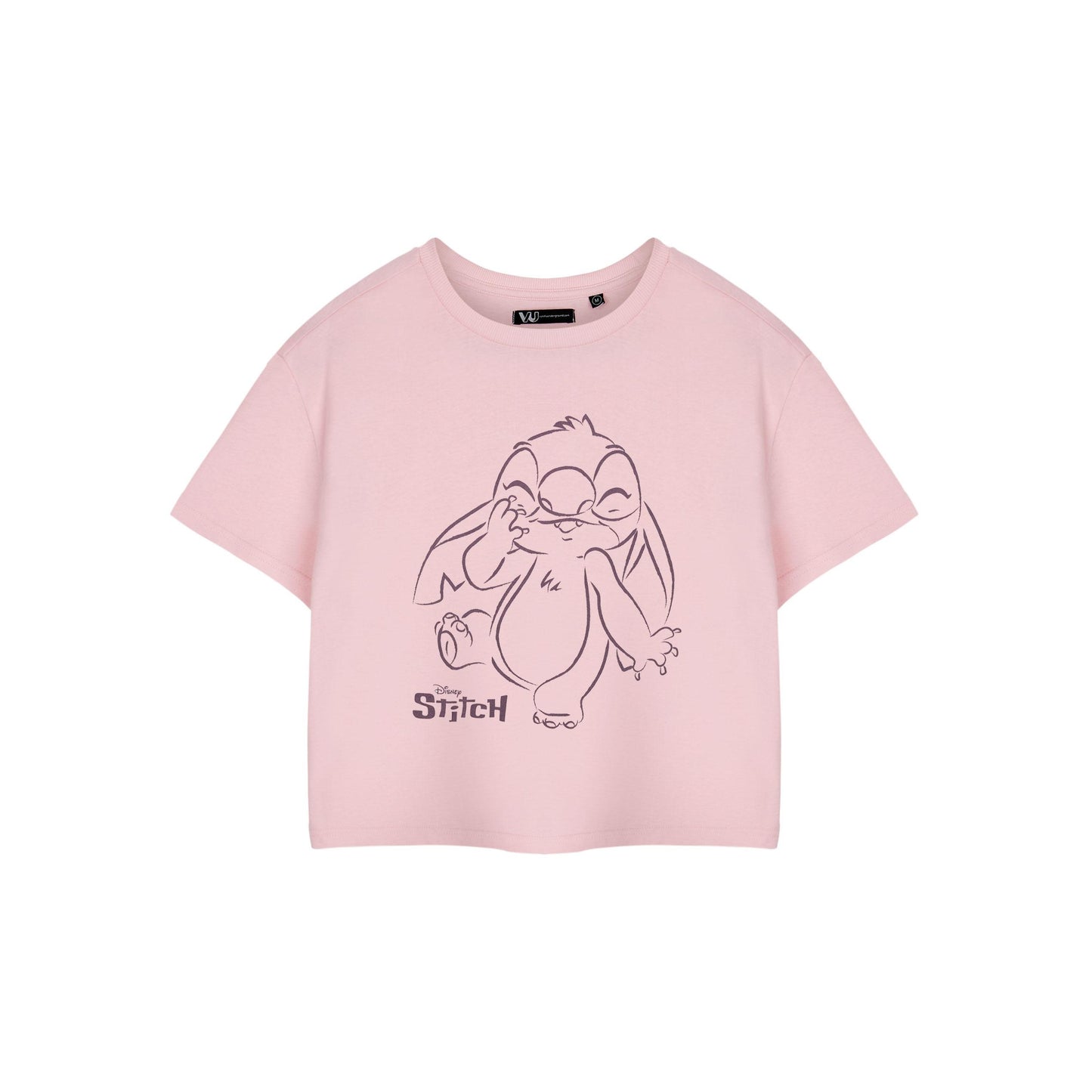 Pink - Front - Lilo & Stitch Womens-Ladies Linear Short-Sleeved Crop Top