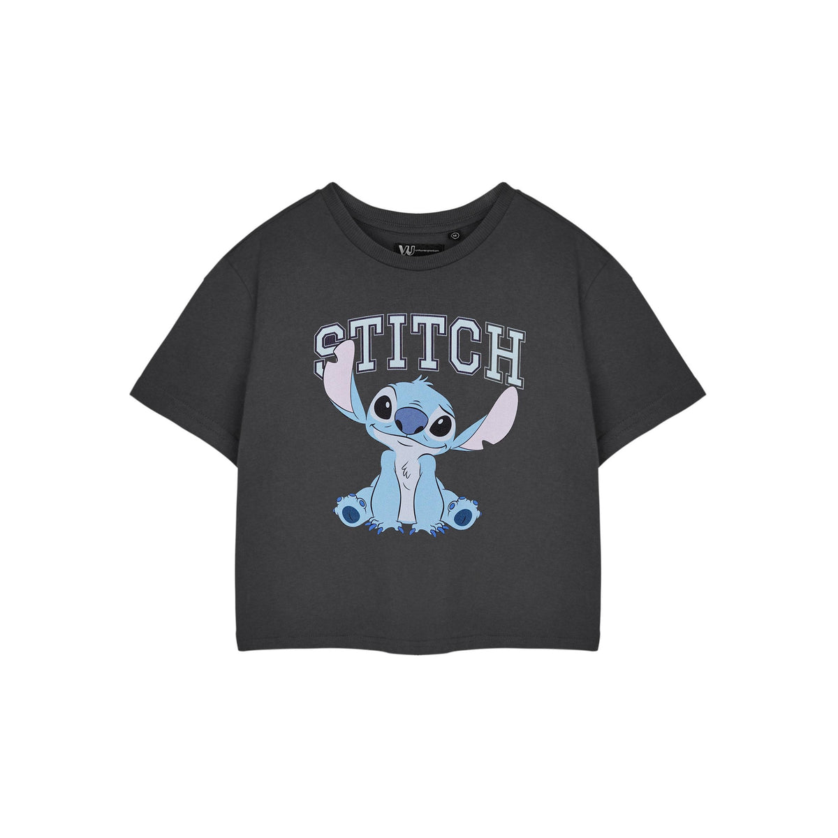 Charcoal - Front - Lilo & Stitch Womens-Ladies College Short-Sleeved Crop Top