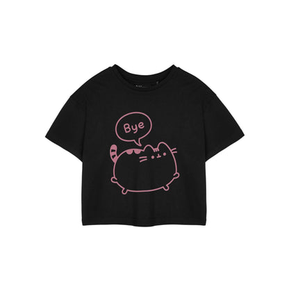 Black - Front - Pusheen Womens-Ladies Bye Short-Sleeved Crop Top