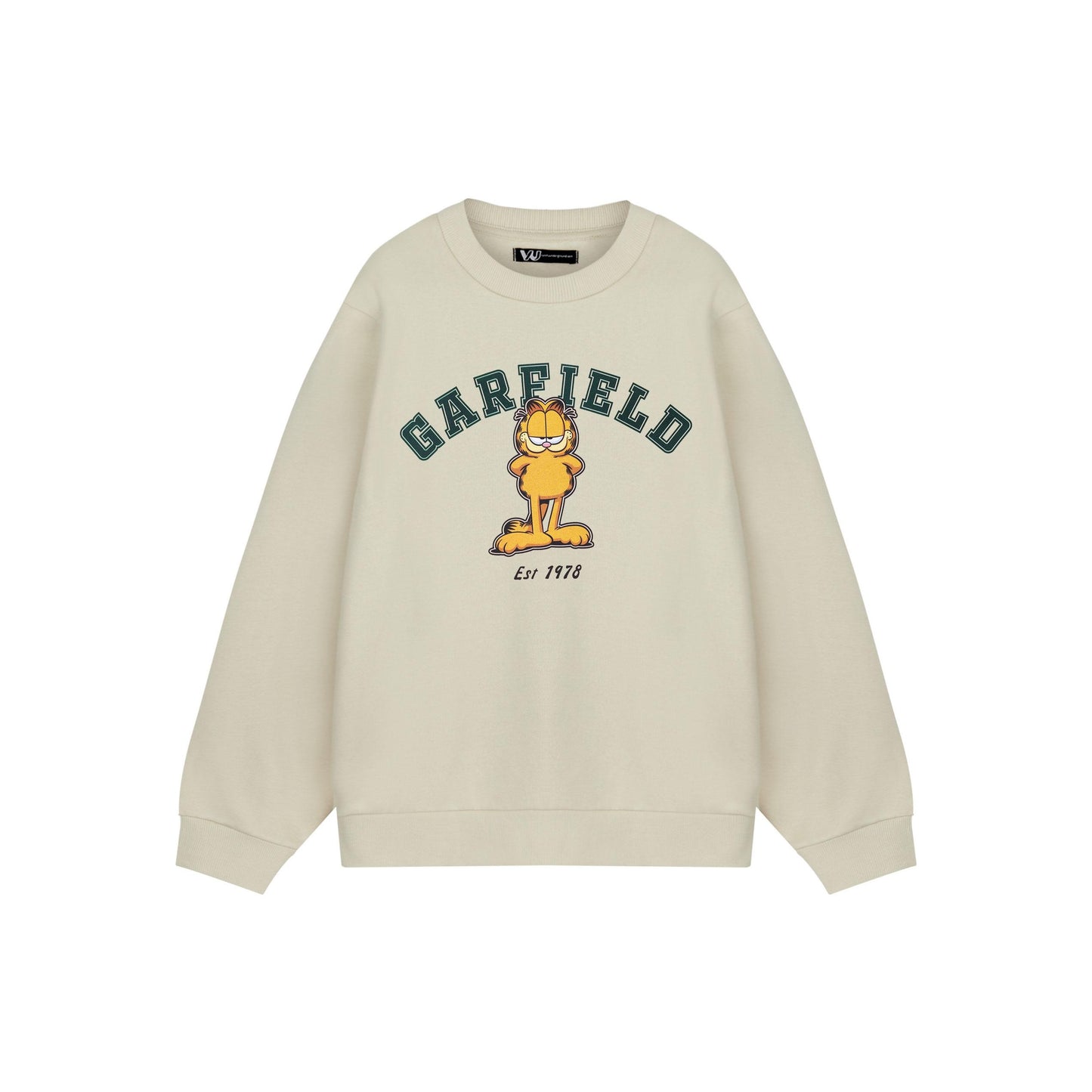 Oatmeal - Front - Garfield Unisex Adult College Sweatshirt