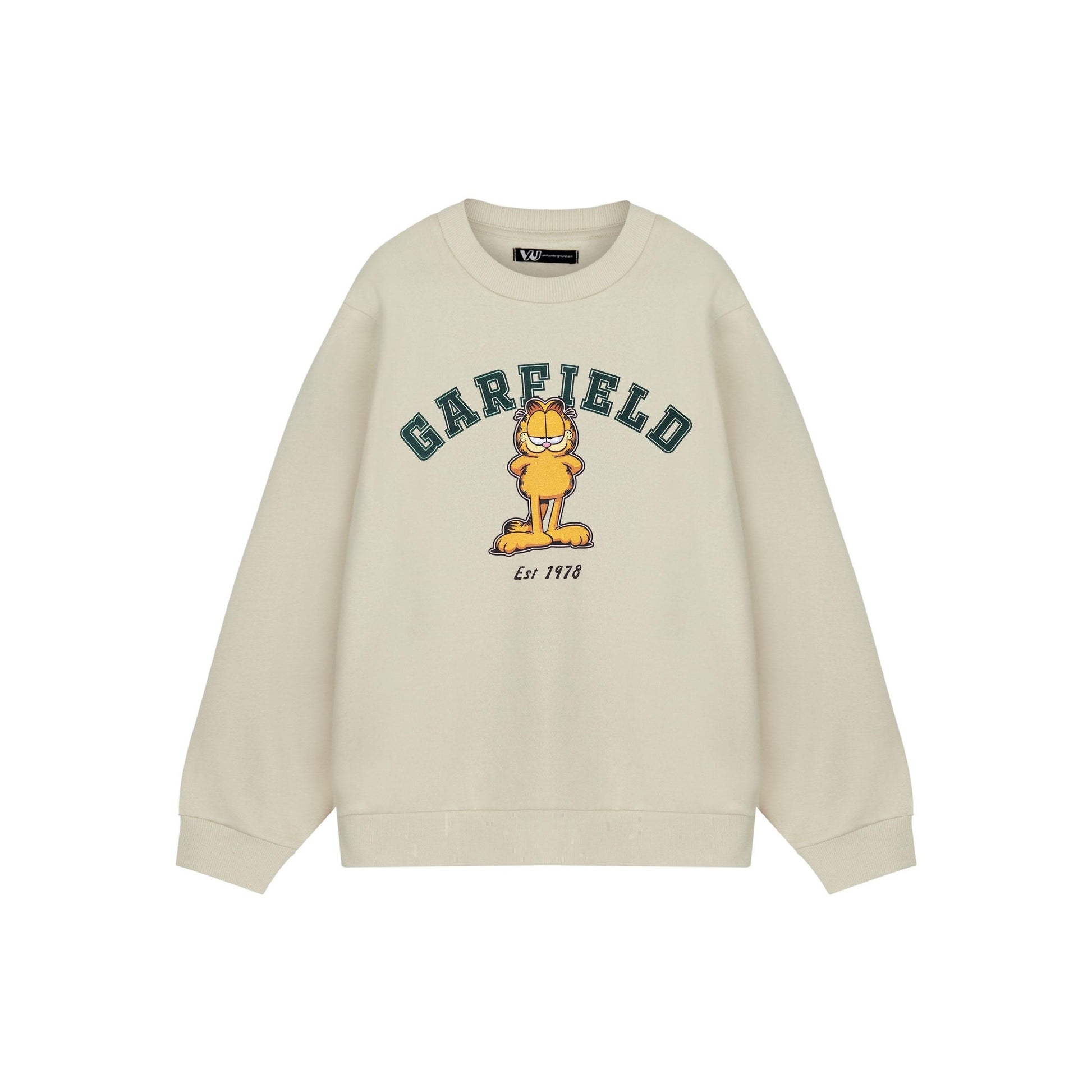 Oatmeal - Front - Garfield Unisex Adult College Sweatshirt