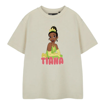 Oatmeal - Front - Disney Princess Girls Tiana Short-Sleeved T-Shirt