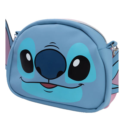 Blue-Pink - Back - Lilo & Stitch Face Crossbody Bag