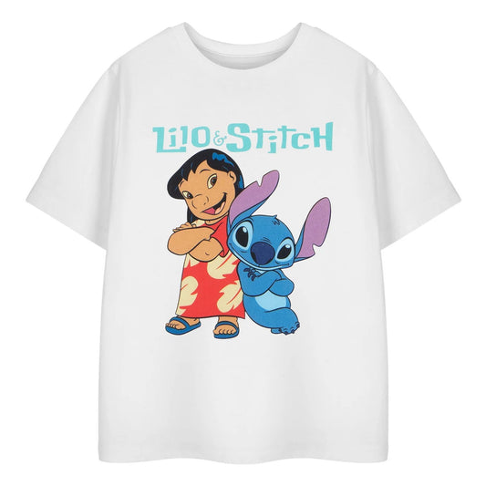 White - Front - Lilo & Stitch Girls Short-Sleeved T-Shirt