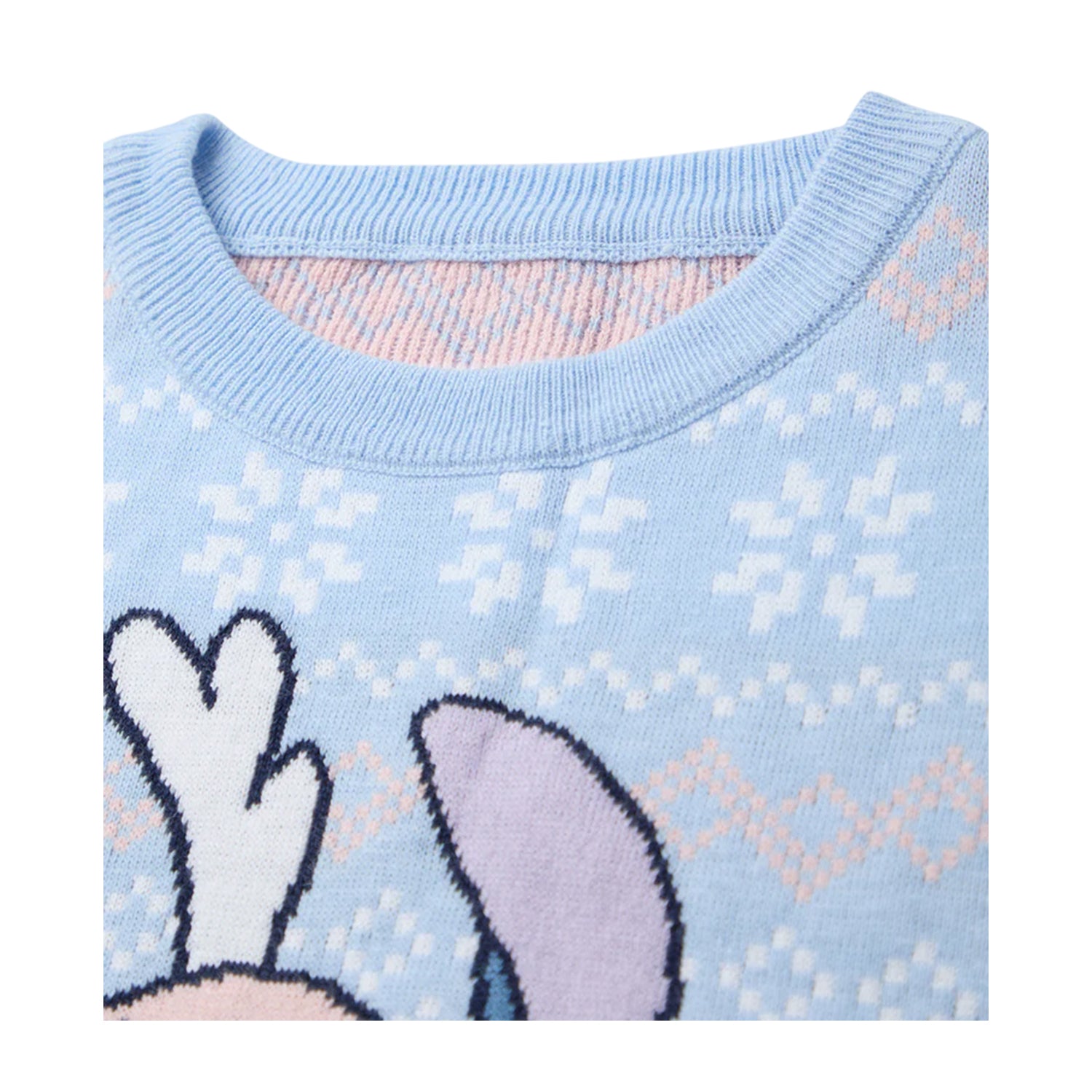 Blue - Side - Lilo & Stitch Girls Stitch Christmas Jumper