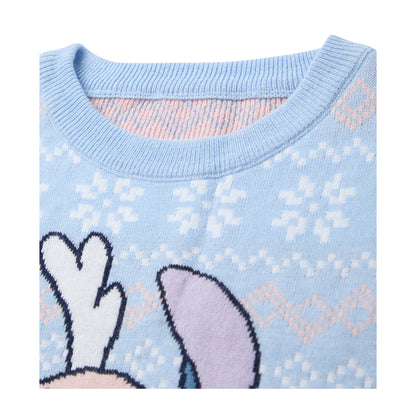 Blue - Side - Lilo & Stitch Girls Stitch Christmas Jumper