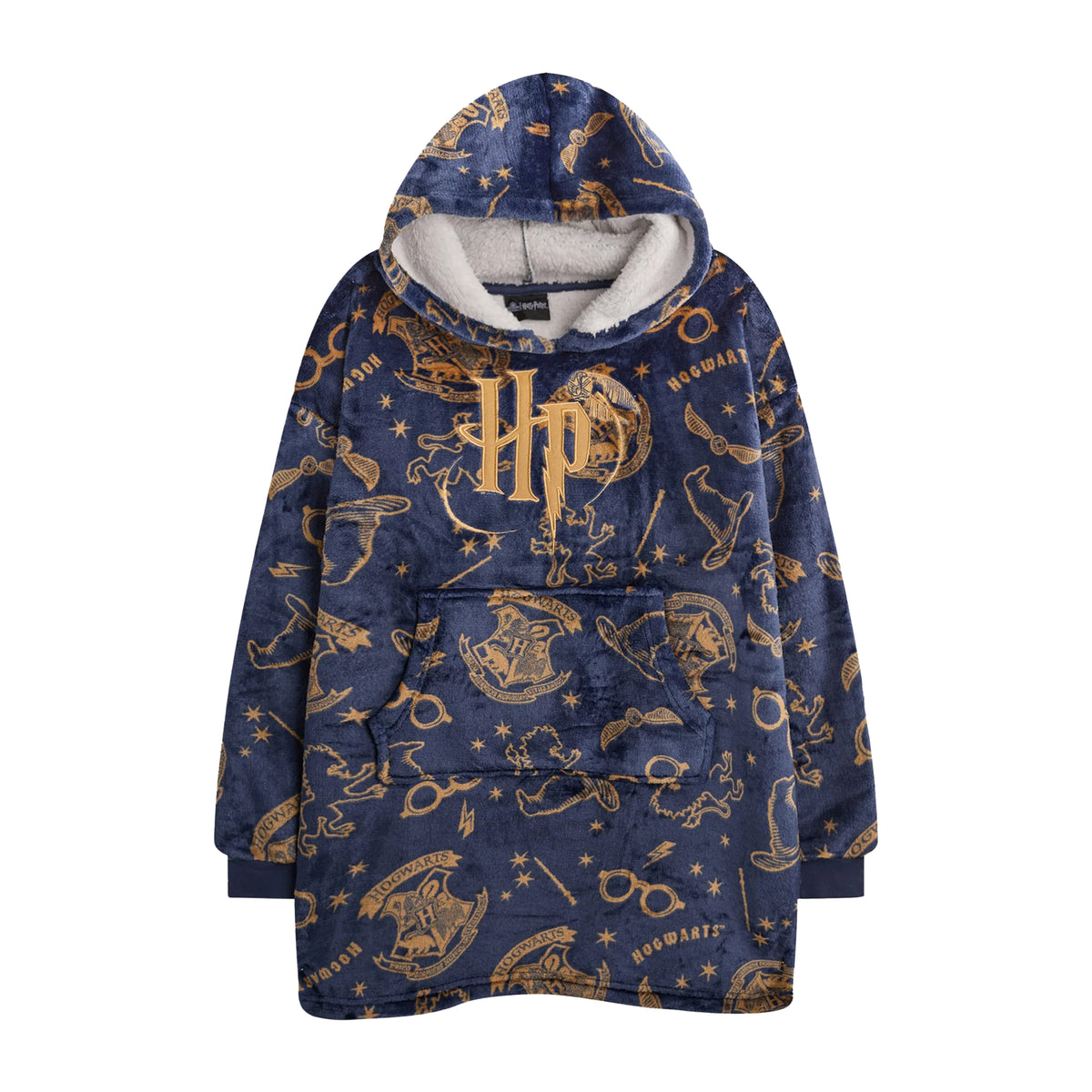 Blue - Front - Harry Potter Girls Embroidered Logo Blanket Hoodie