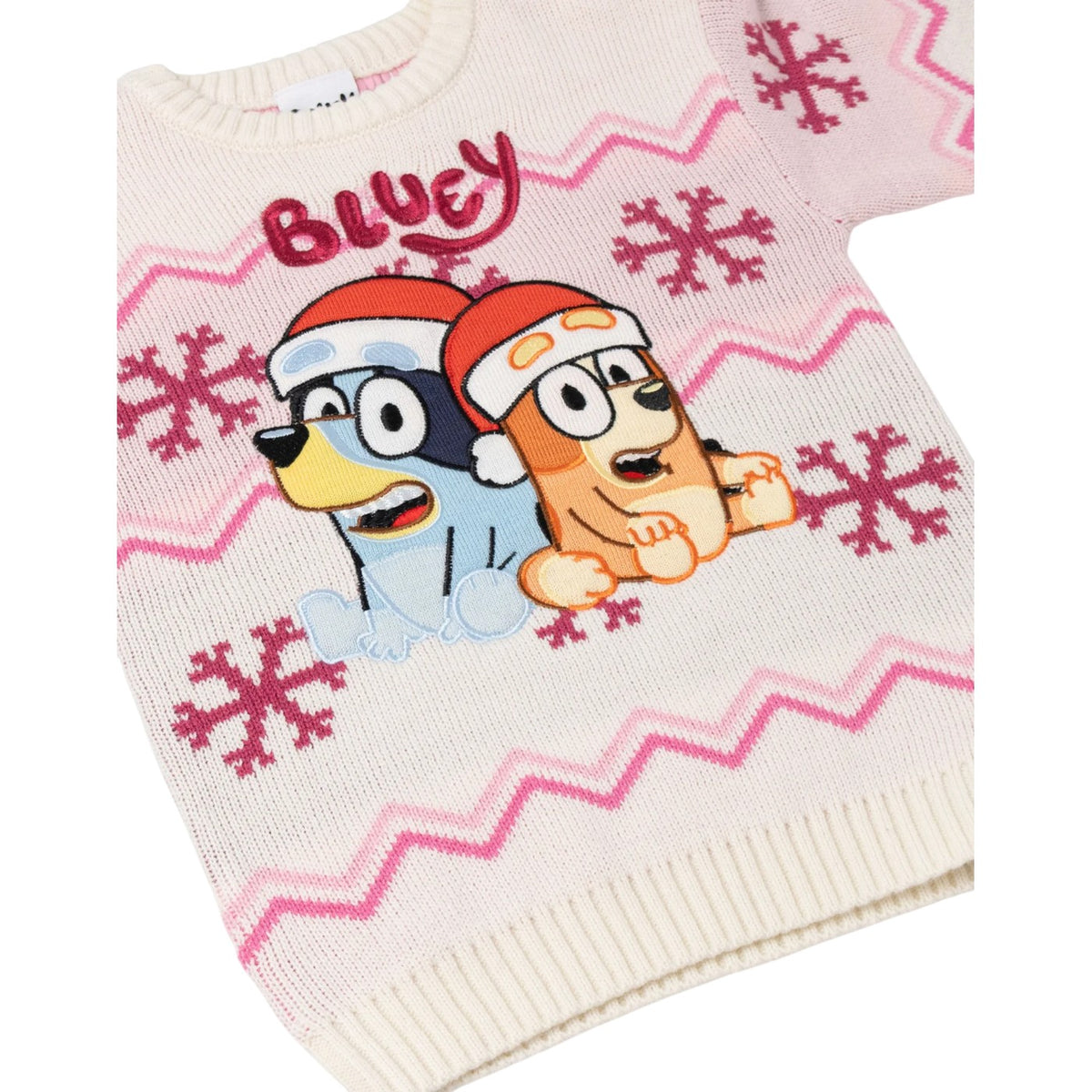 Beige - Side - Bluey Girls Character Christmas Jumper