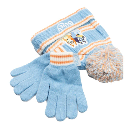 Blue-Orange - Back - Bluey Girls Character Beanie & Gloves Set