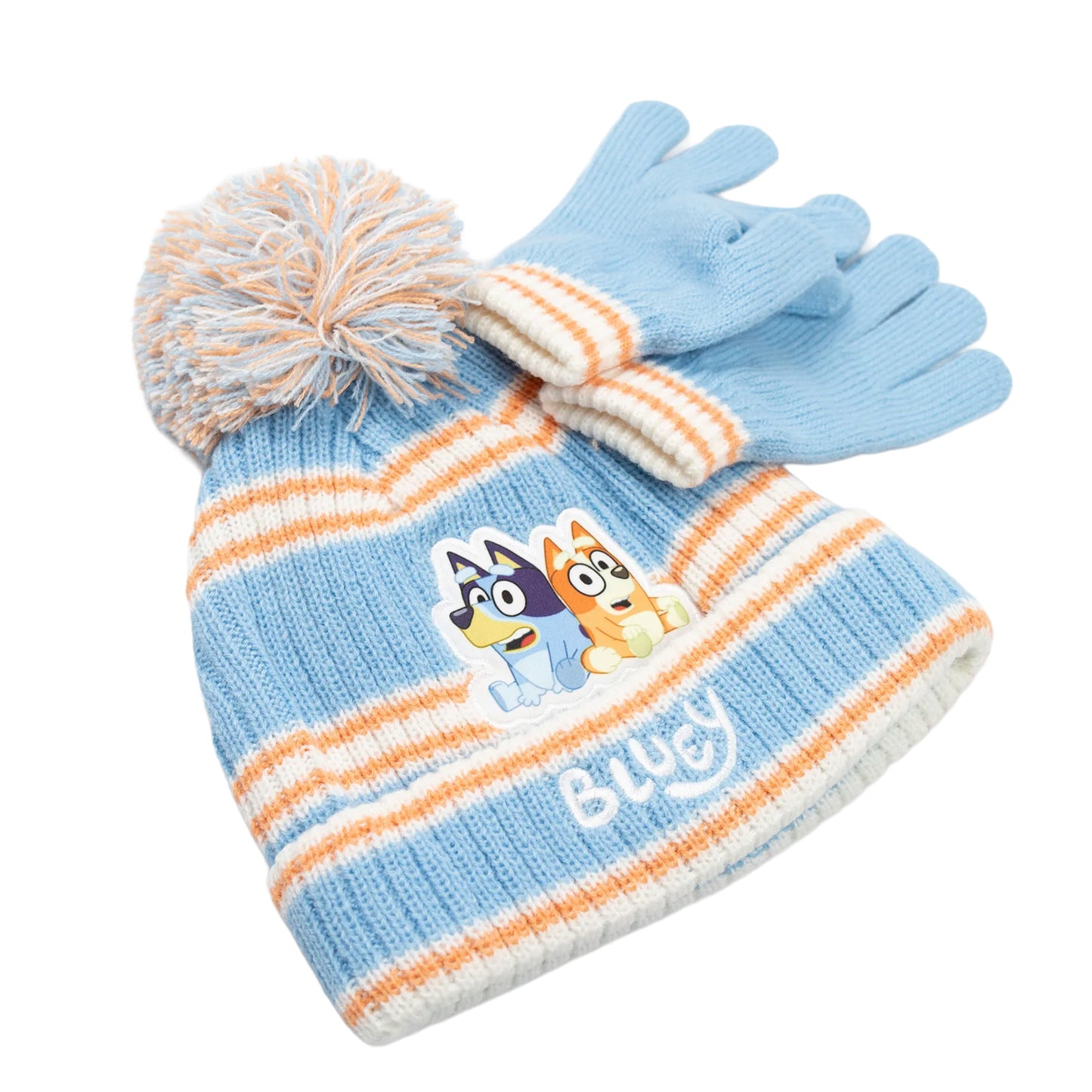 Blue-Orange - Side - Bluey Girls Character Beanie & Gloves Set