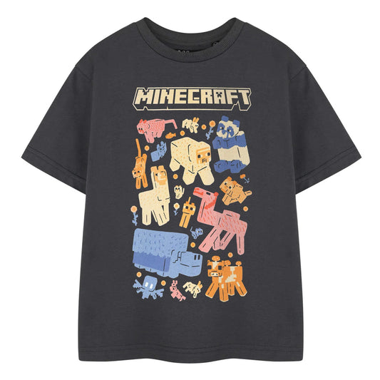 Grey Heather - Front - Minecraft Girls Animals Short-Sleeved T-Shirt