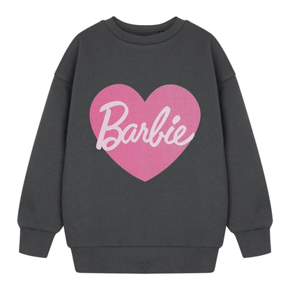 Grey - Front - Barbie Girls Heart Sweatshirt