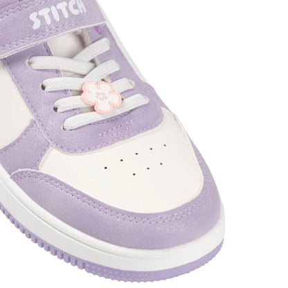 Purple-White - Side - Lilo & Stitch Girls Angel Hook and Loop Trainers