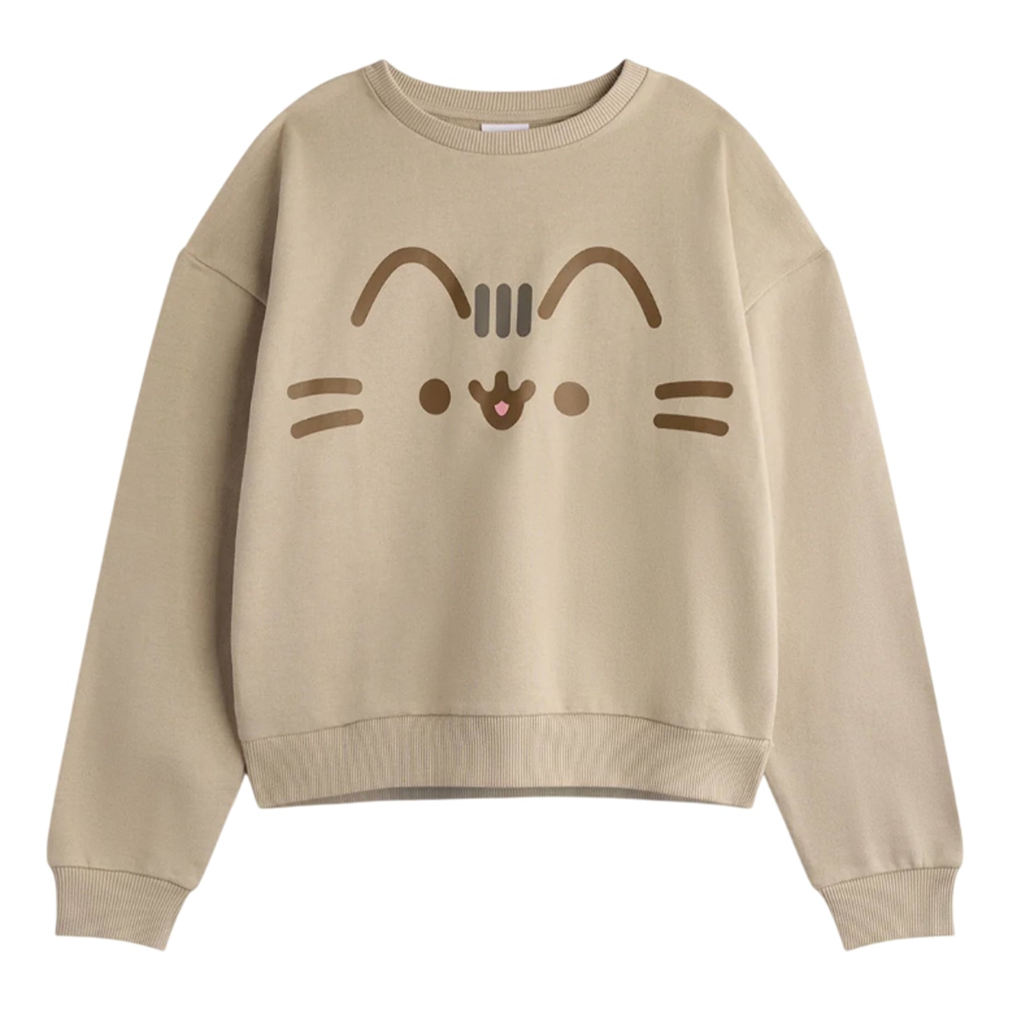 Beige - Side - Pusheen Girls Big Face Sweatshirt & Jogging Bottoms