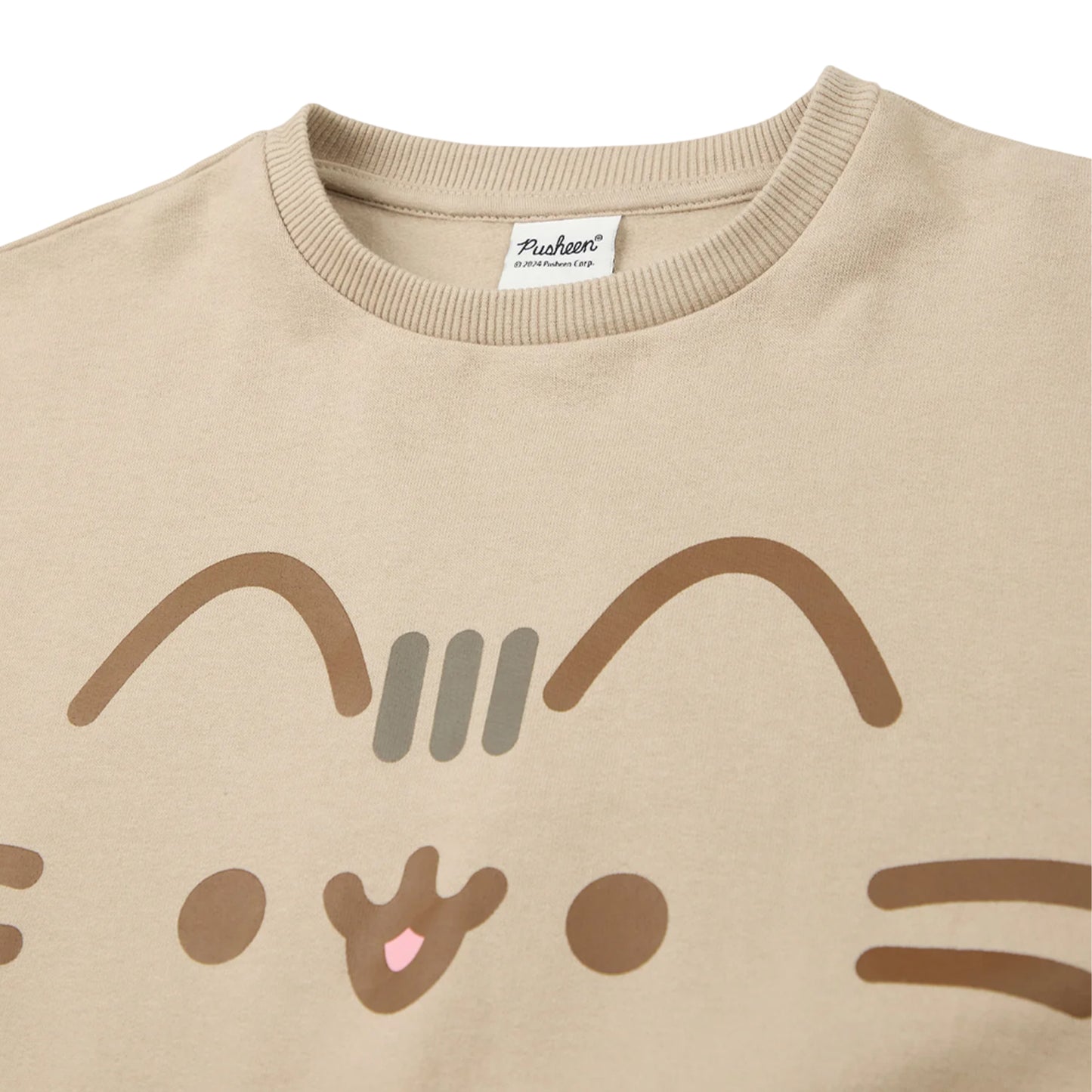 Beige - Pack Shot - Pusheen Girls Big Face Sweatshirt & Jogging Bottoms