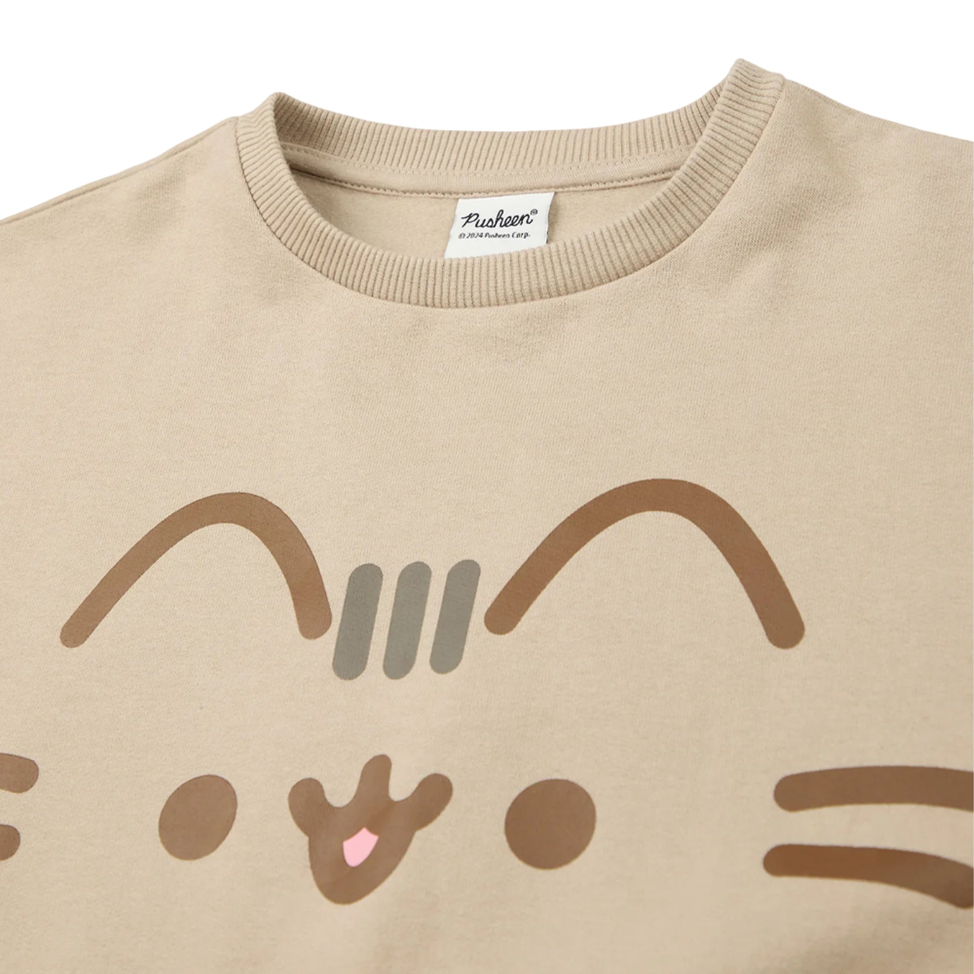 Beige - Pack Shot - Pusheen Girls Big Face Sweatshirt & Jogging Bottoms