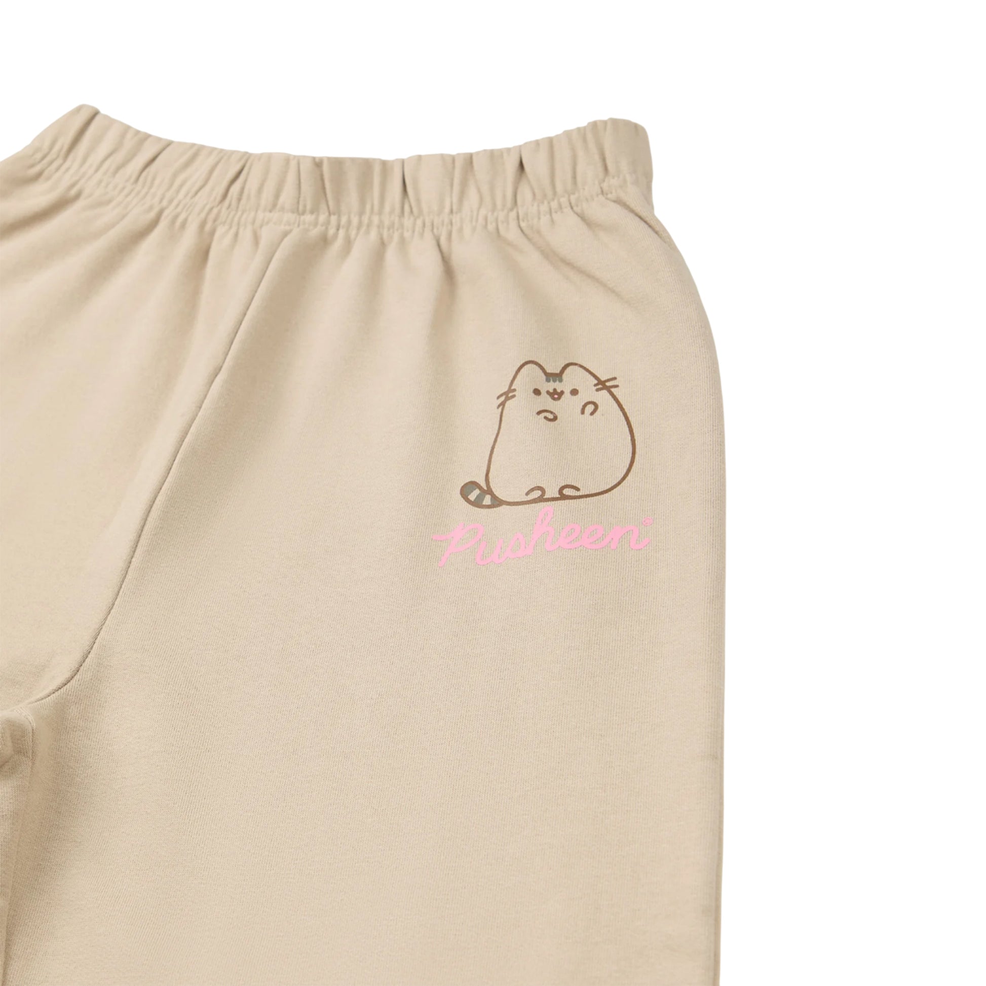 Beige - Close up - Pusheen Girls Big Face Sweatshirt & Jogging Bottoms