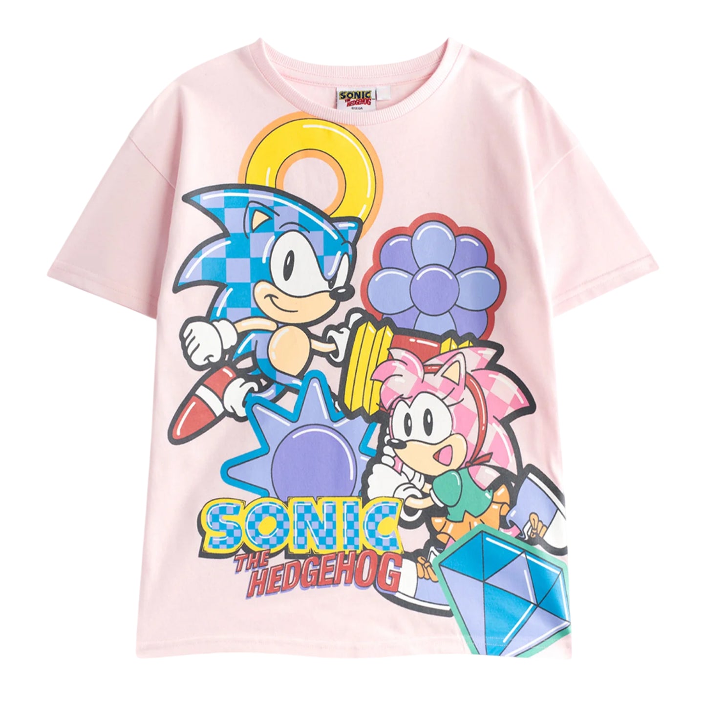 Pink - Side - Sonic The Hedgehog Girls Diamond T-Shirt & Shorts Set