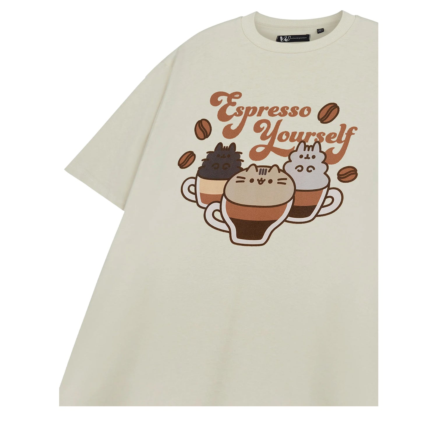 Oatmeal - Side - Pusheen Womens-Ladies Espresso Yourself Short-Sleeved T-Shirt