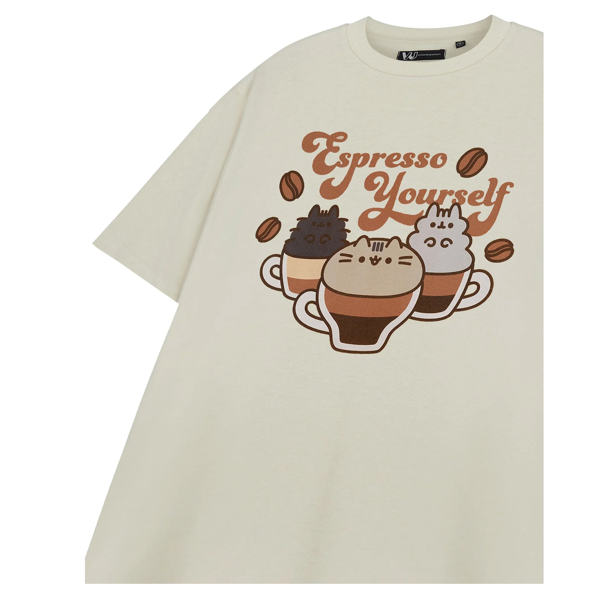 Oatmeal - Side - Pusheen Womens-Ladies Espresso Yourself Short-Sleeved T-Shirt