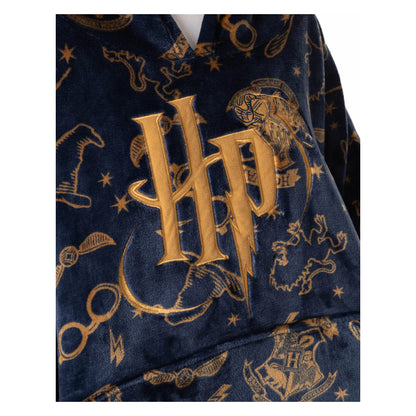 Blue - Back - Harry Potter Womens-Ladies Embroidered Logo Blanket Hoodie