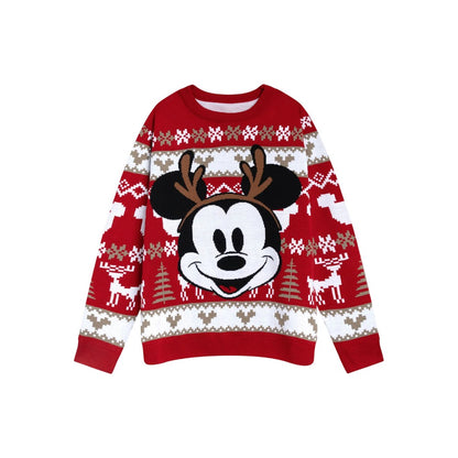 Red - Front - Disney Womens-Ladies Mickey Mouse Christmas Jumper