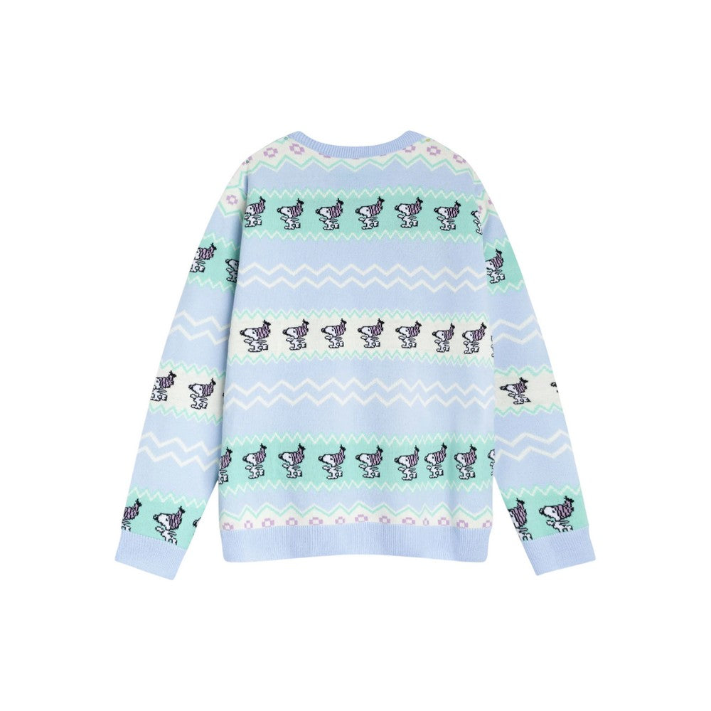 Blue - Back - Peanuts Womens-Ladies Snoopy Christmas Jumper