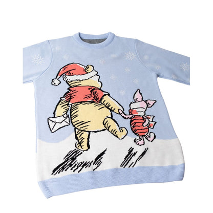 Light Blue - Side - Winnie the Pooh Womens-Ladies Character Christmas Jumper