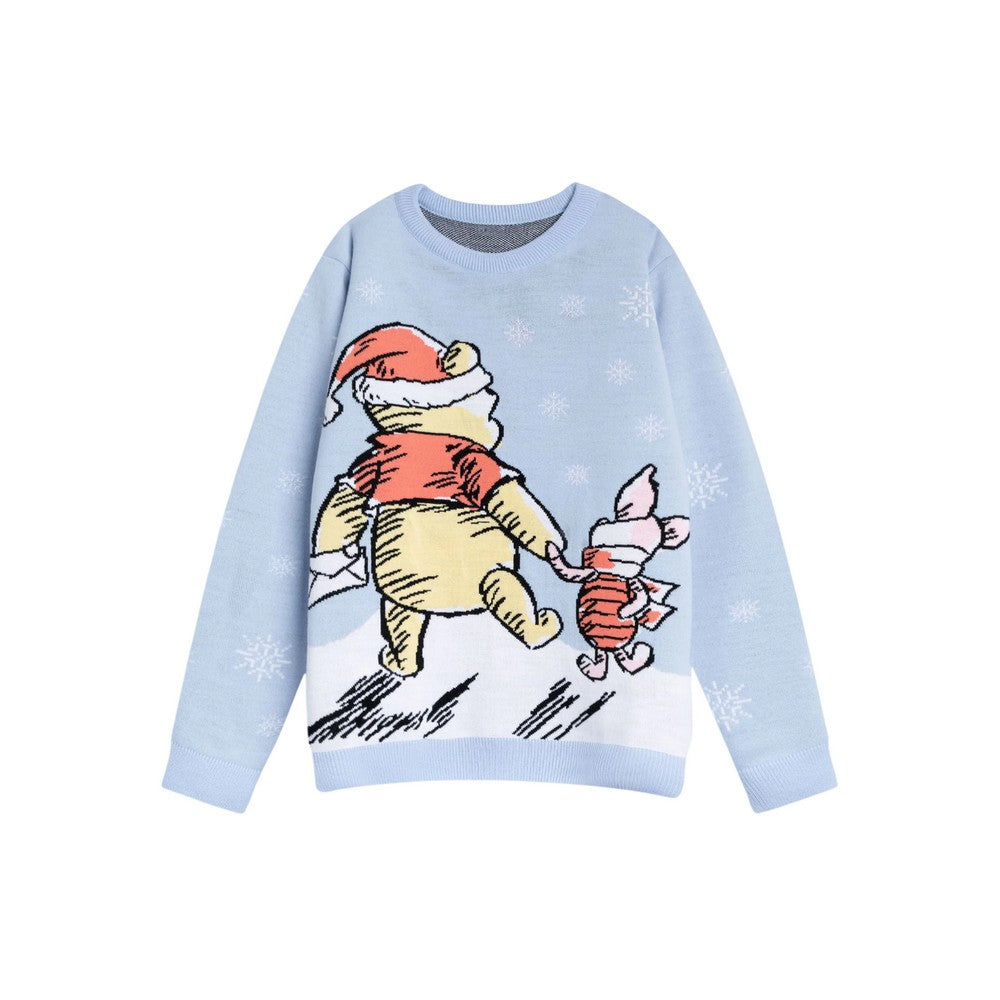 Light Blue - Front - Winnie the Pooh Womens-Ladies Character Christmas Jumper