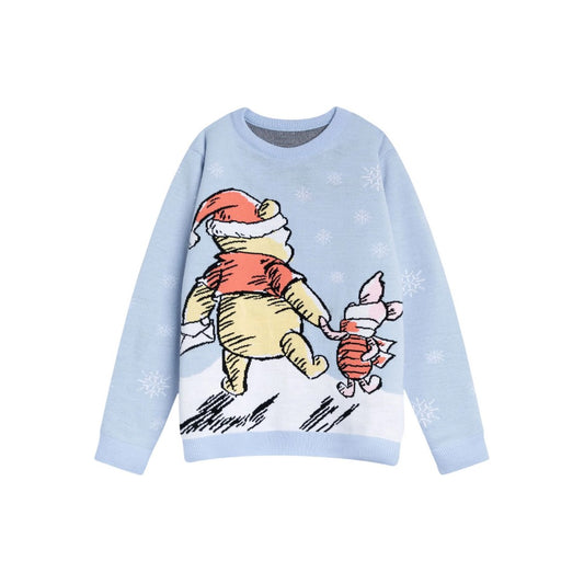 Light Blue - Front - Winnie the Pooh Womens-Ladies Character Christmas Jumper
