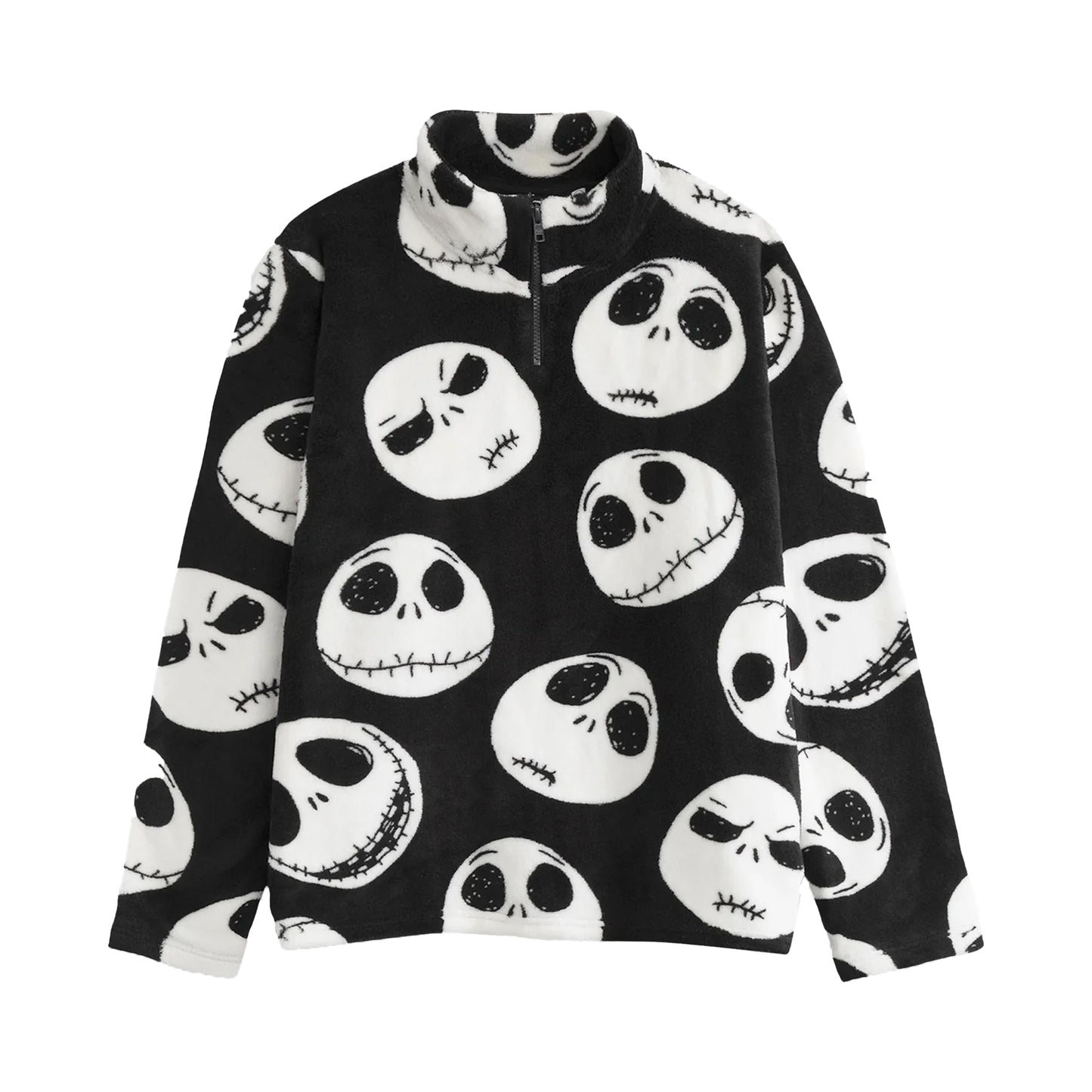 Black - Front - The Nightmare Before Christmas Unisex Adult Faces Quarter Zip Jumper