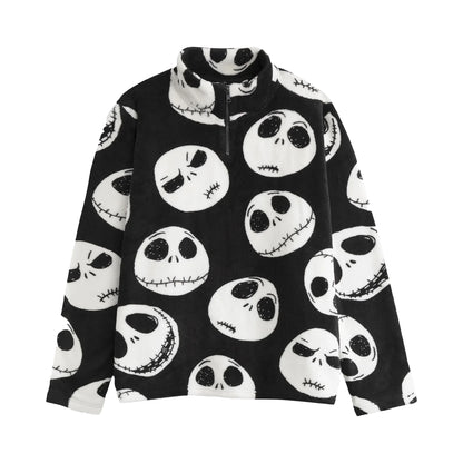 Black - Front - The Nightmare Before Christmas Unisex Adult Faces Quarter Zip Jumper