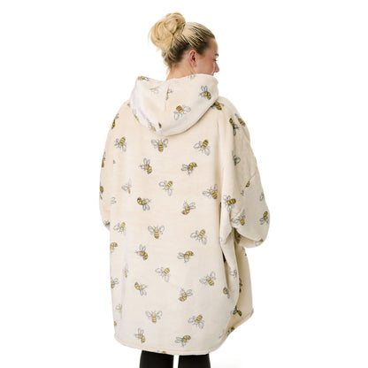 Beige - Back - Winnie the Pooh Womens-Ladies Bees Blanket Hoodie