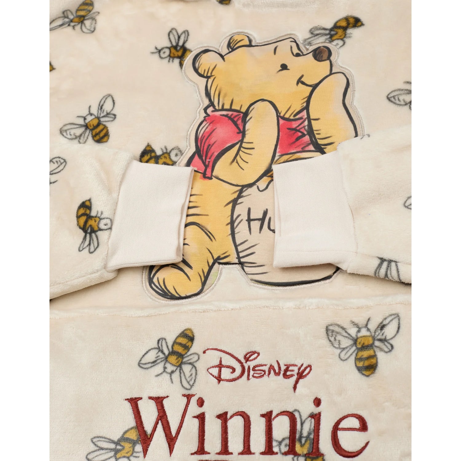 Beige - Side - Winnie the Pooh Womens-Ladies Bees Blanket Hoodie