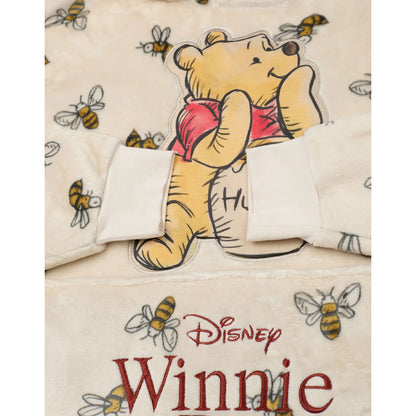 Beige - Side - Winnie the Pooh Womens-Ladies Bees Blanket Hoodie