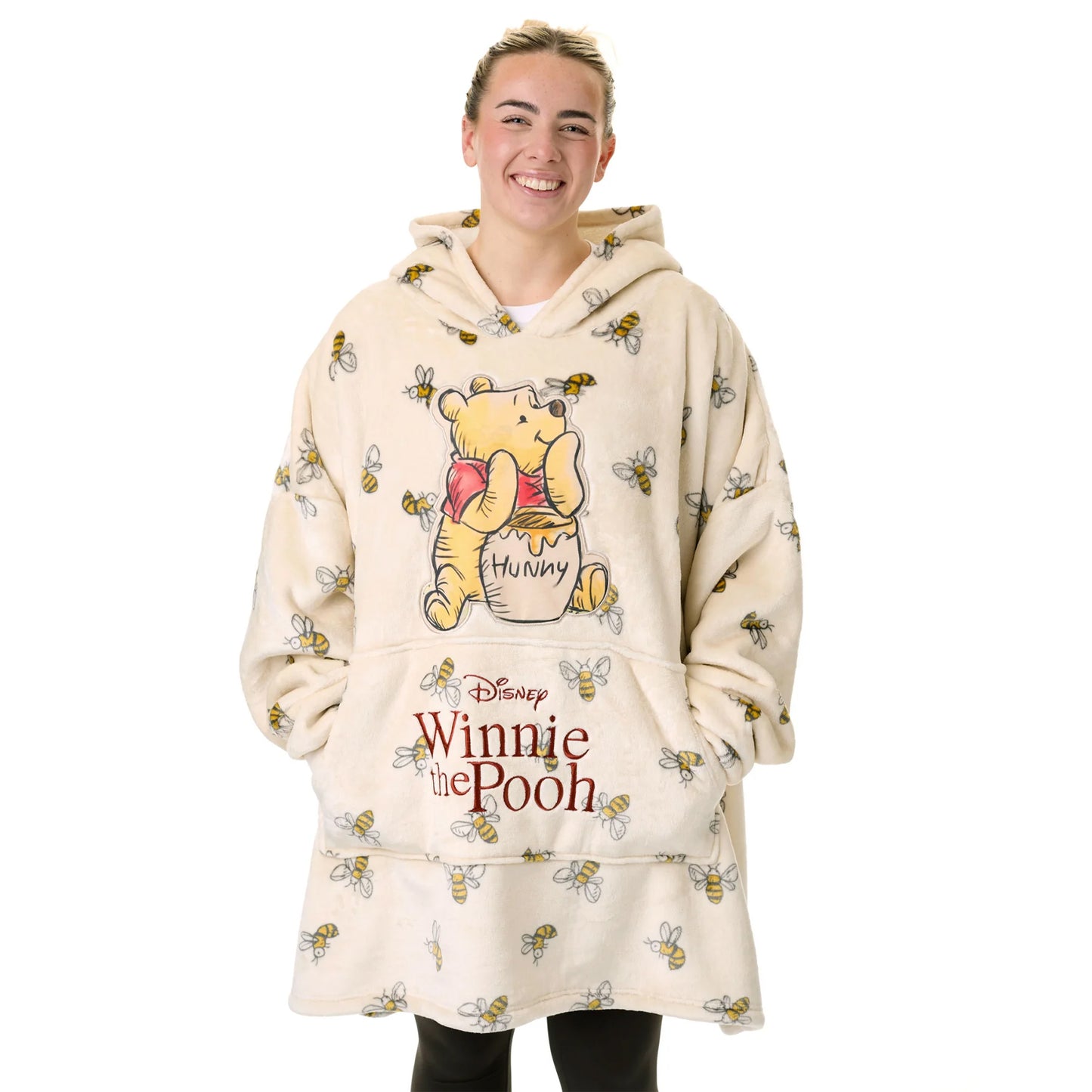 Beige - Front - Winnie the Pooh Womens-Ladies Bees Blanket Hoodie