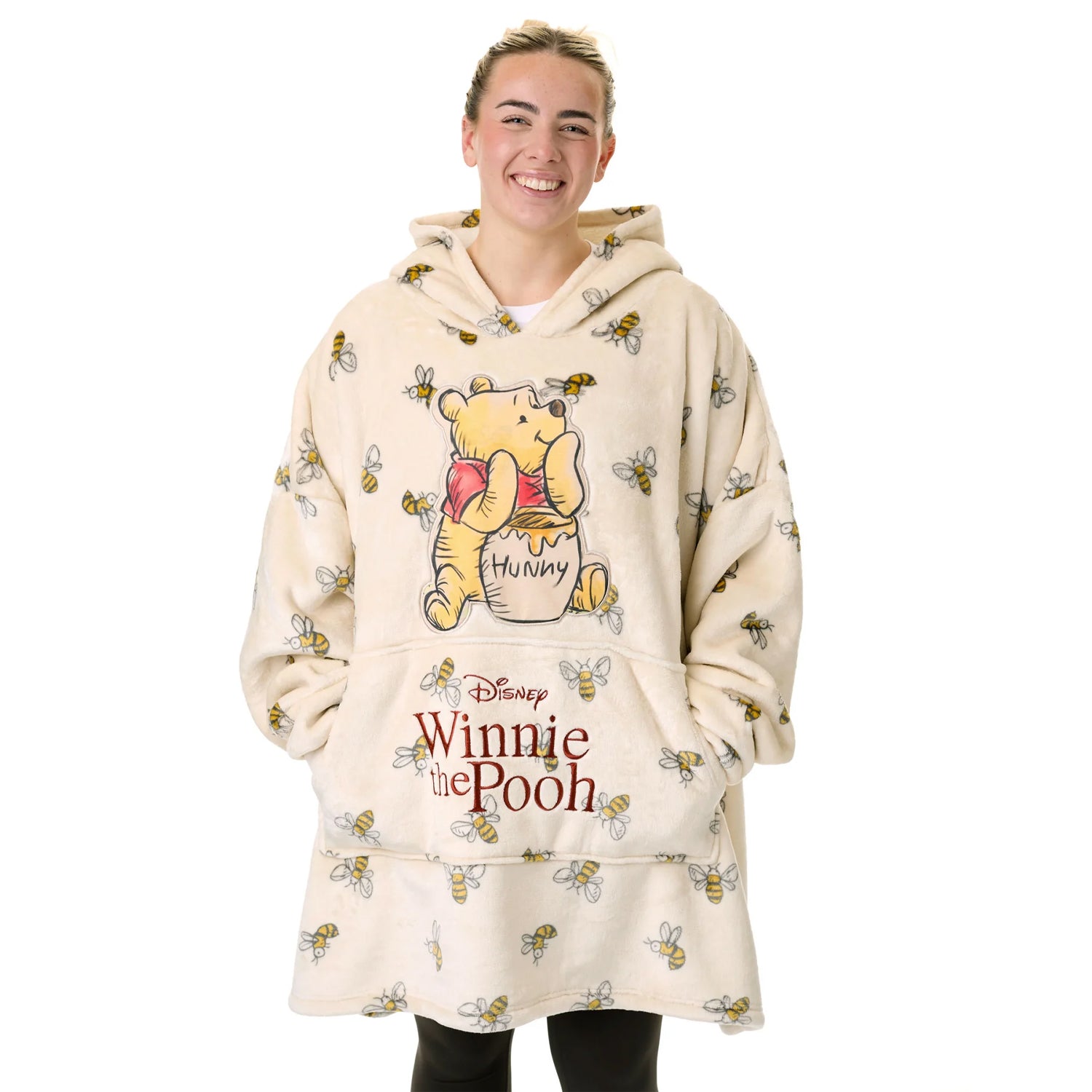 Beige - Front - Winnie the Pooh Womens-Ladies Bees Blanket Hoodie