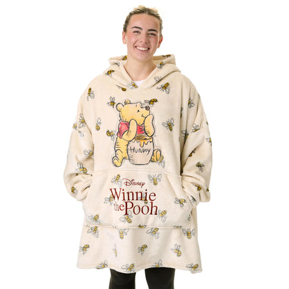 Beige - Front - Winnie the Pooh Womens-Ladies Bees Blanket Hoodie