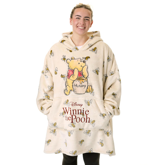 Beige - Front - Winnie the Pooh Womens-Ladies Bees Blanket Hoodie