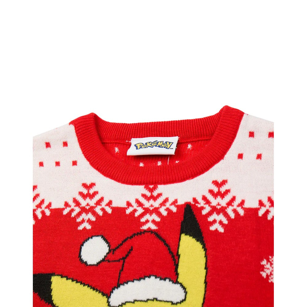 Red Solid - Lifestyle - Pokemon Boys Pikachu Christmas Jumper