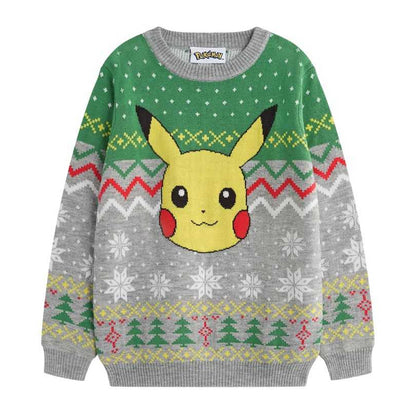 Grey Heather - Front - Pokemon Boys Pikachu Christmas Jumper