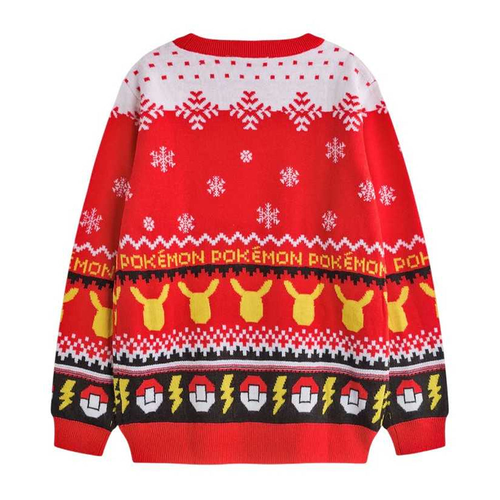 Red Solid - Back - Pokemon Boys Pikachu Christmas Jumper