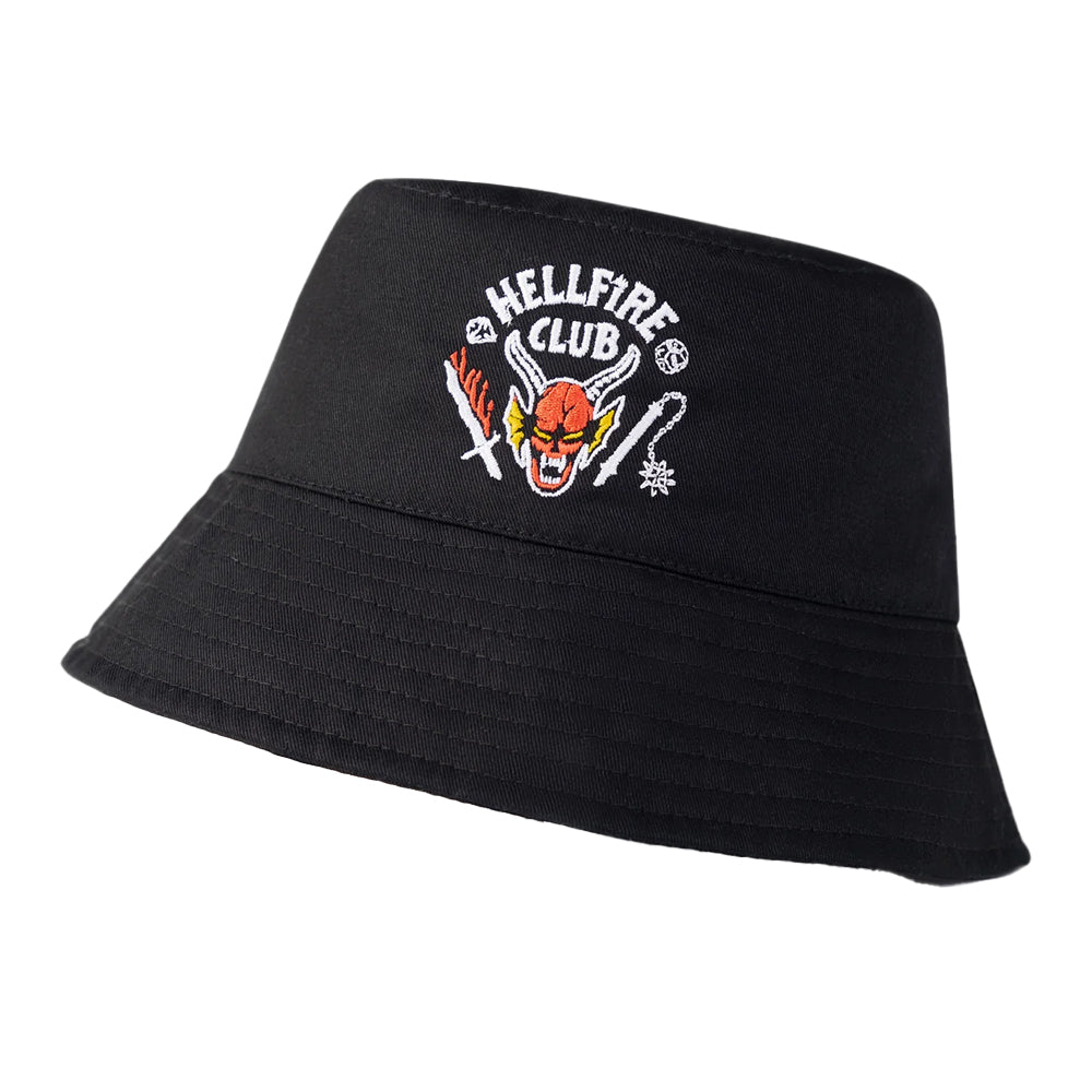 Black - Side - Stranger Things Unisex Adult Hellfire Club Bucket Hat