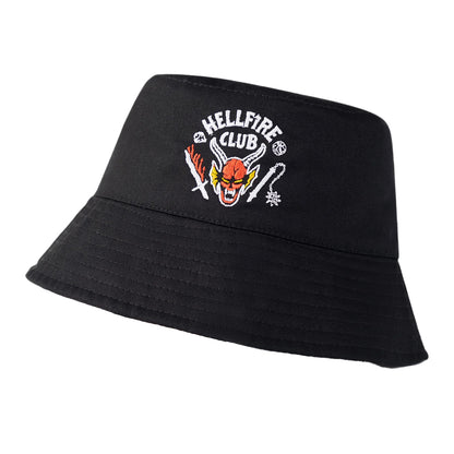 Black - Side - Stranger Things Unisex Adult Hellfire Club Bucket Hat