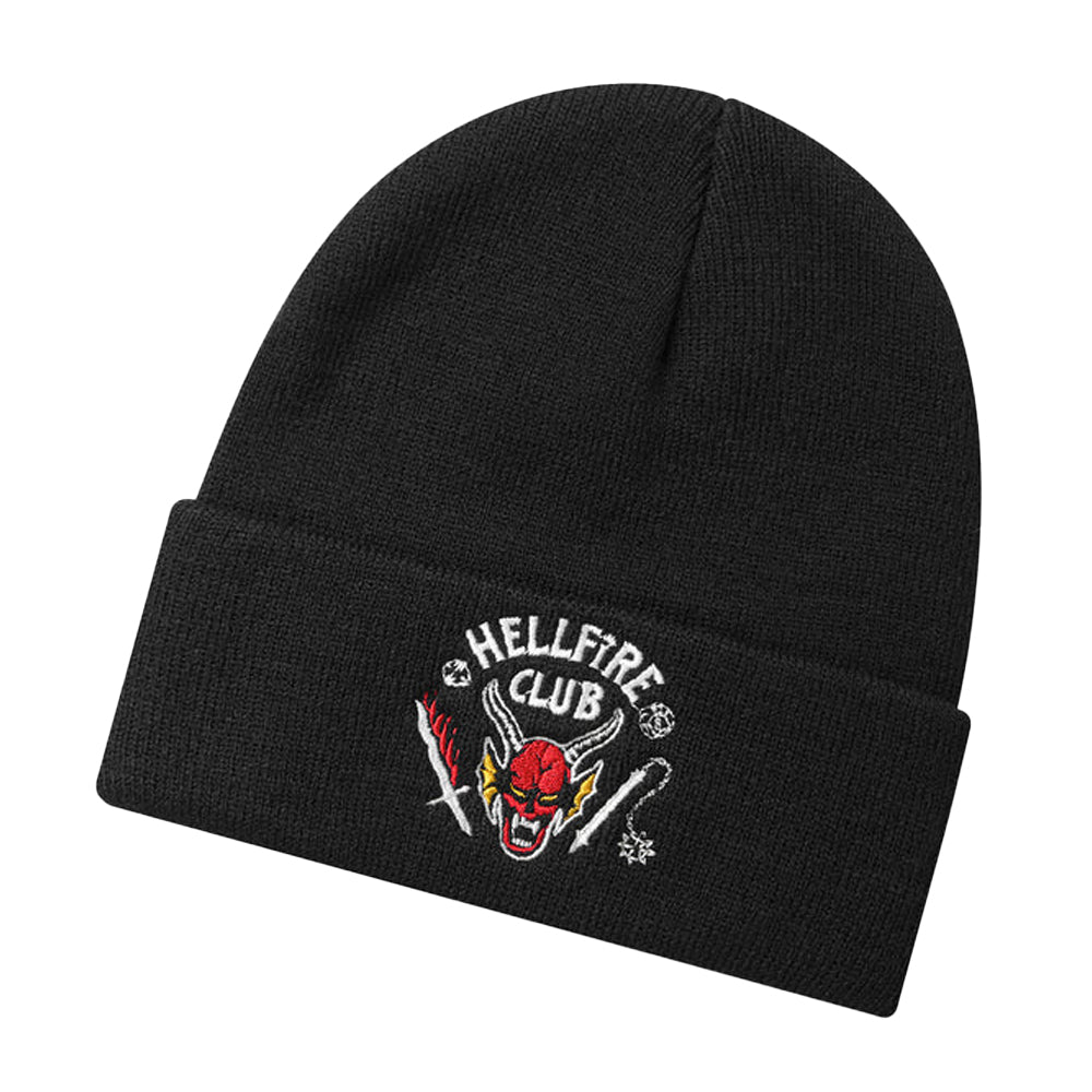 Black - Side - Stranger Things Unisex Adult Hellfire Club Beanie