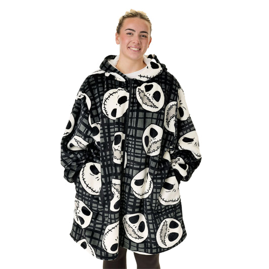 Black - Front - The Nightmare Before Christmas Unisex Adult Jack Skellington Blanket Hoodie